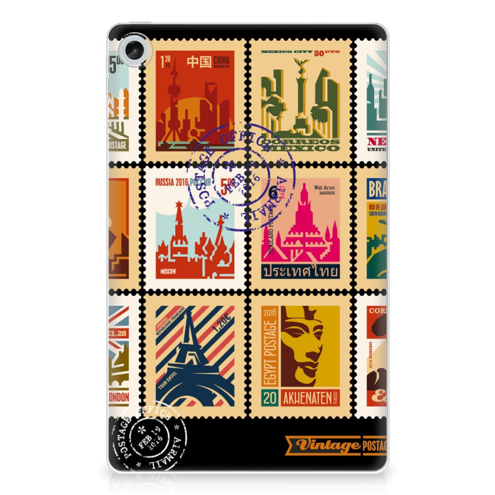 Lenovo Tab M10 Plus (3e generatie) Hip Hoesje Postzegels - B2C Telecom