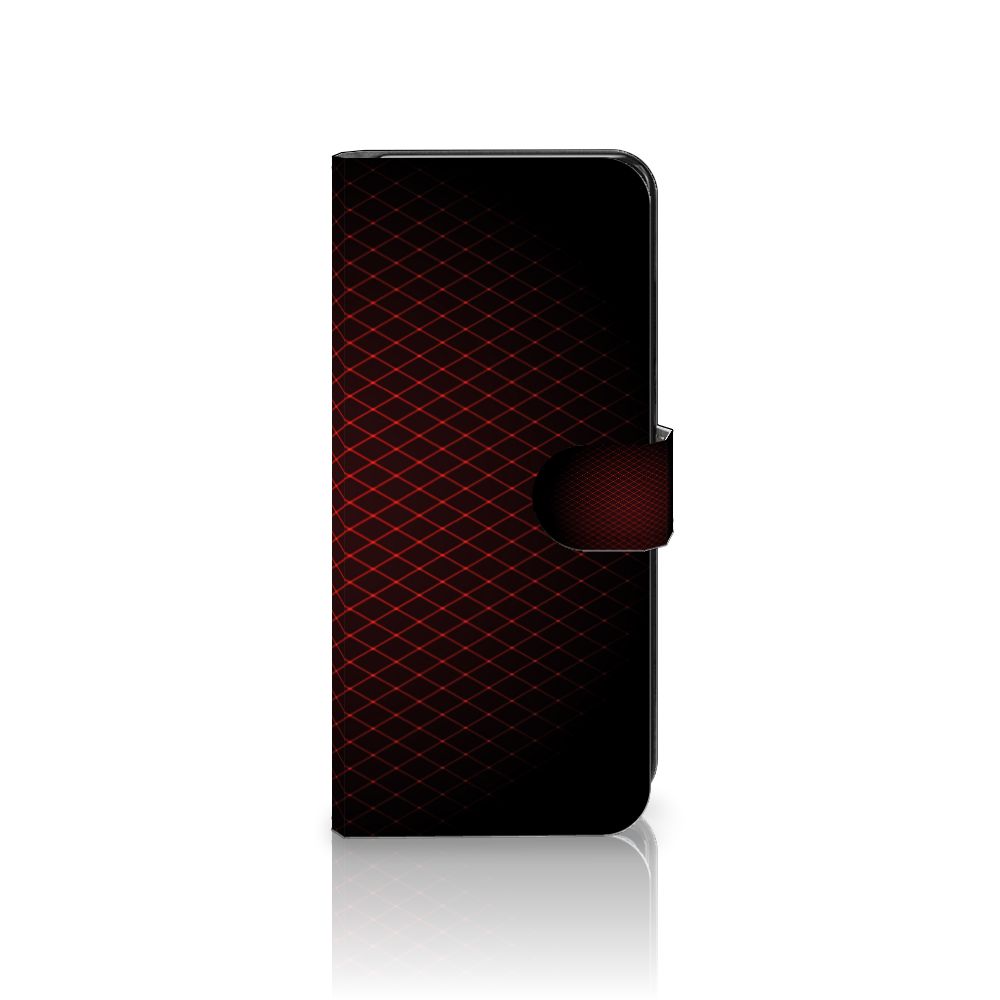 Motorola Moto G72 Telefoon Hoesje Geruit Rood met zwart en rood ruitmotief en sluitlipje