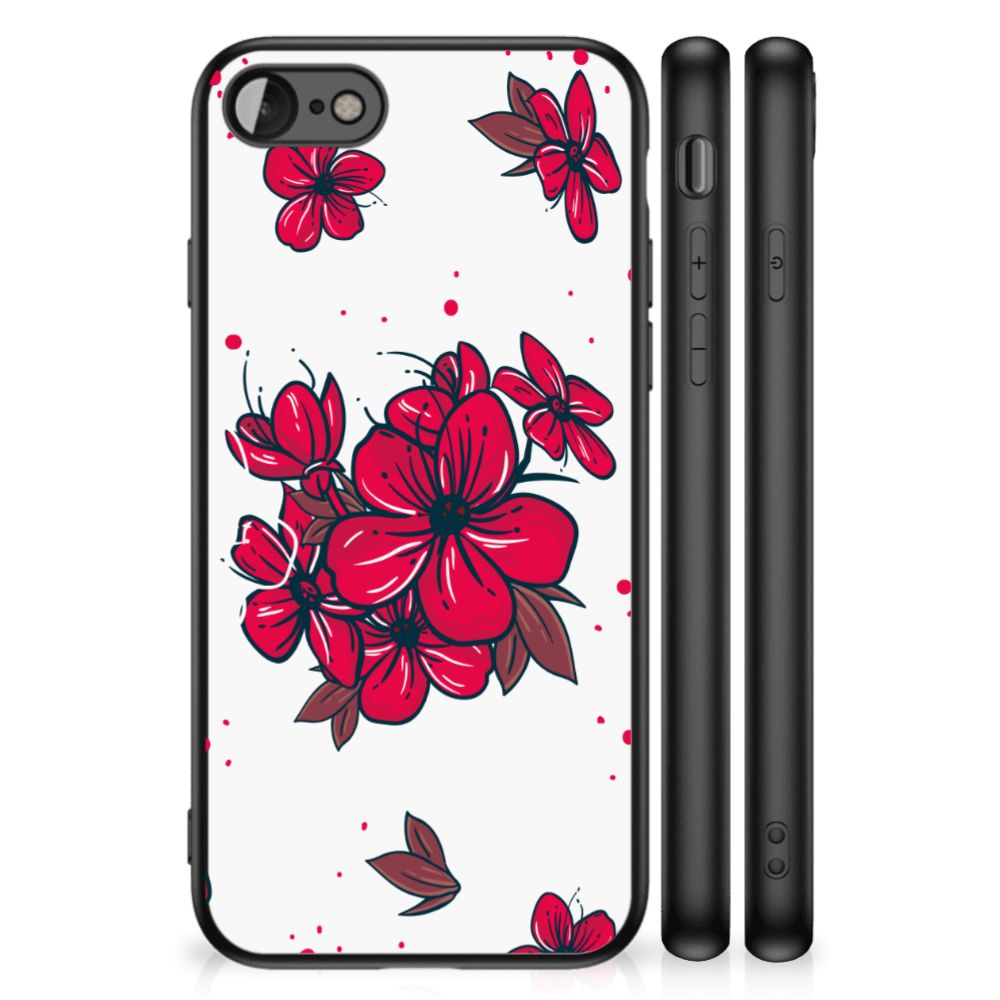 iPhone SE 2022 | SE 2020 | 7/8 Bloemen Hoesje Blossom Red met bloemenprint in roze en wit