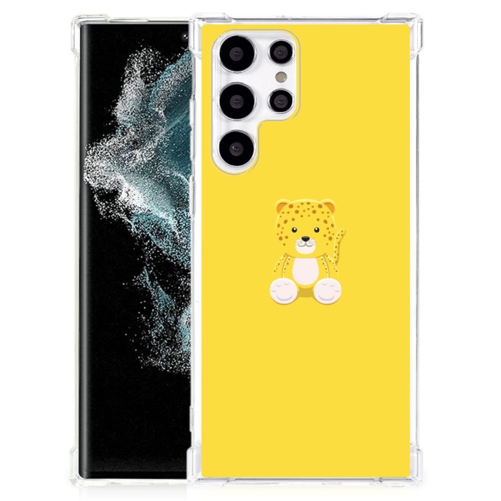 Samsung Galaxy S22 Ultra Stevig Bumper Hoesje Baby Leopard B2C Telecom