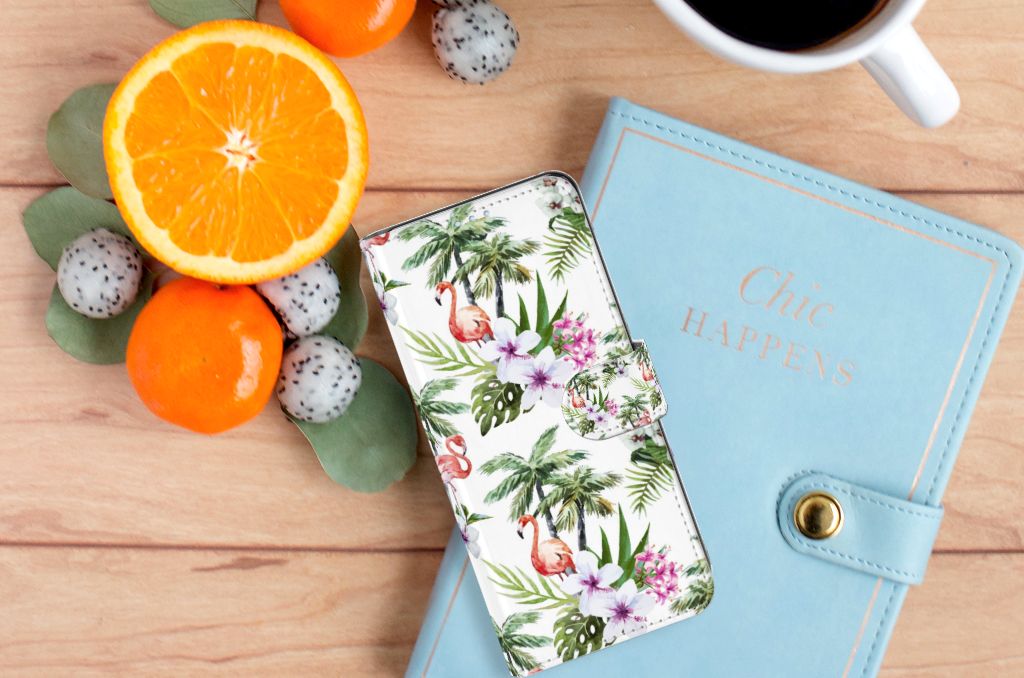 OPPO Reno 4 Pro 5G Telefoonhoesje met Pasjes Flamingo Palms