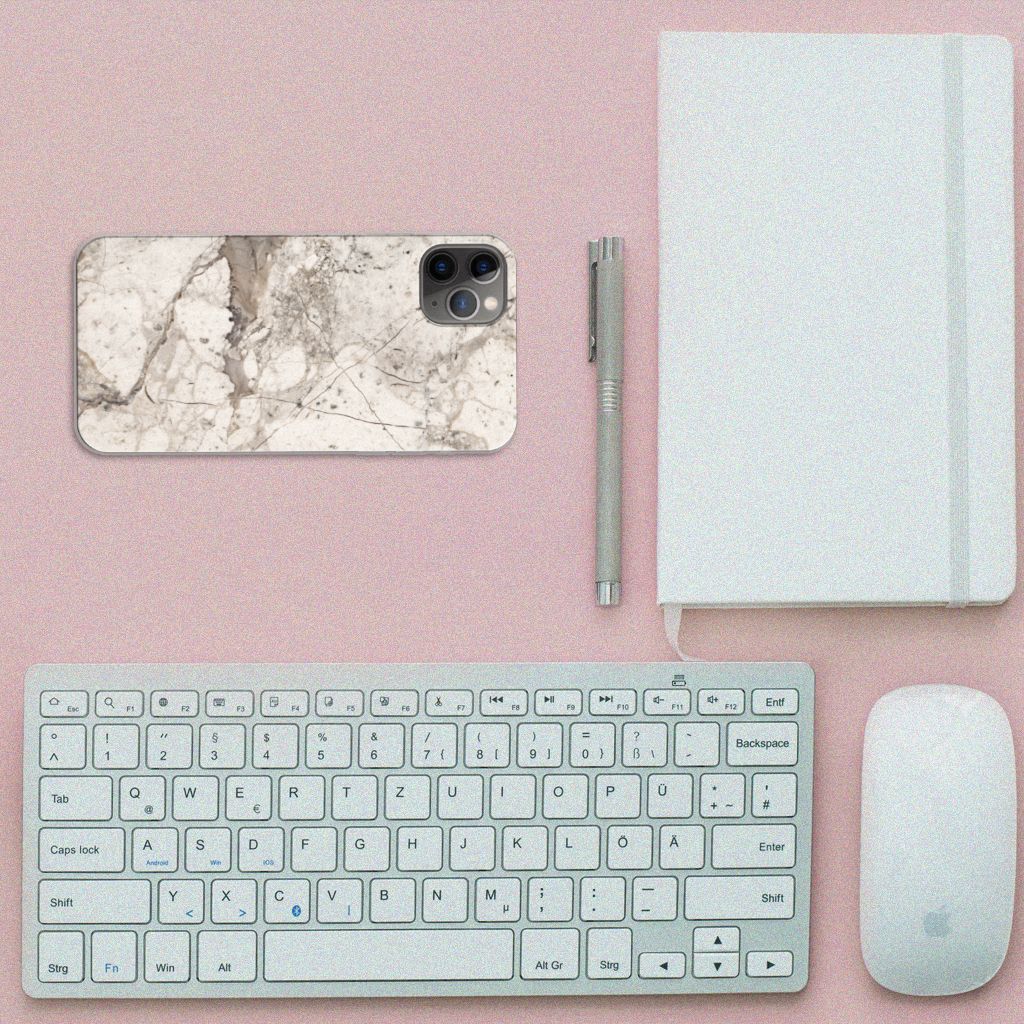 Apple iPhone 11 Pro Max TPU Siliconen Hoesje Marmer Beige