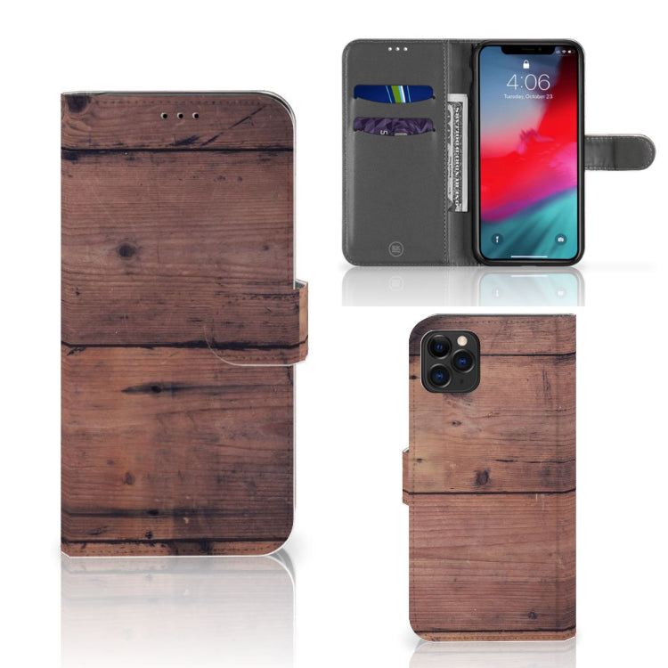 Apple iPhone 11 Pro Max Book Style Case Old Wood