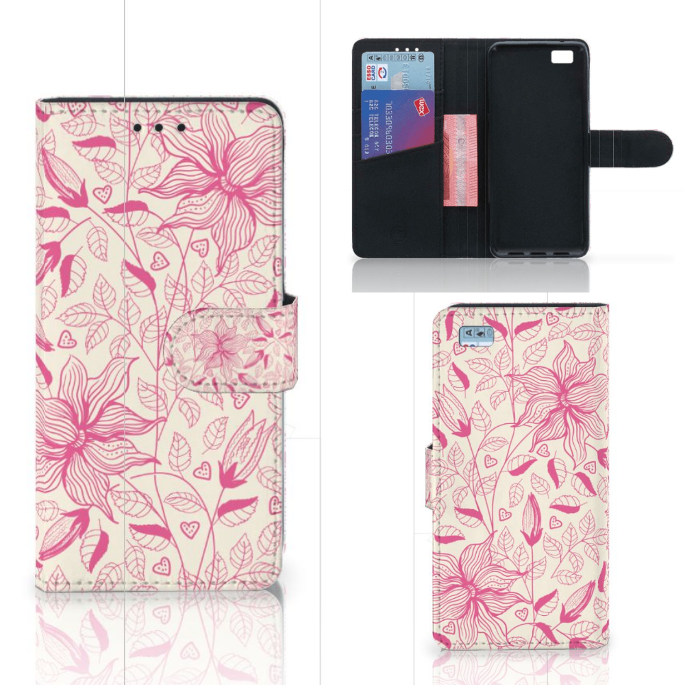 Huawei Ascend P8 Lite Hoesje Pink Flowers