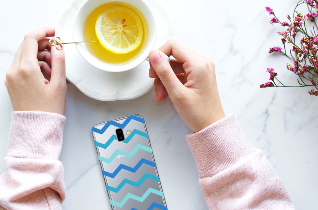 Samsung Galaxy J6 Plus (2018) TPU bumper Zigzag Blauw