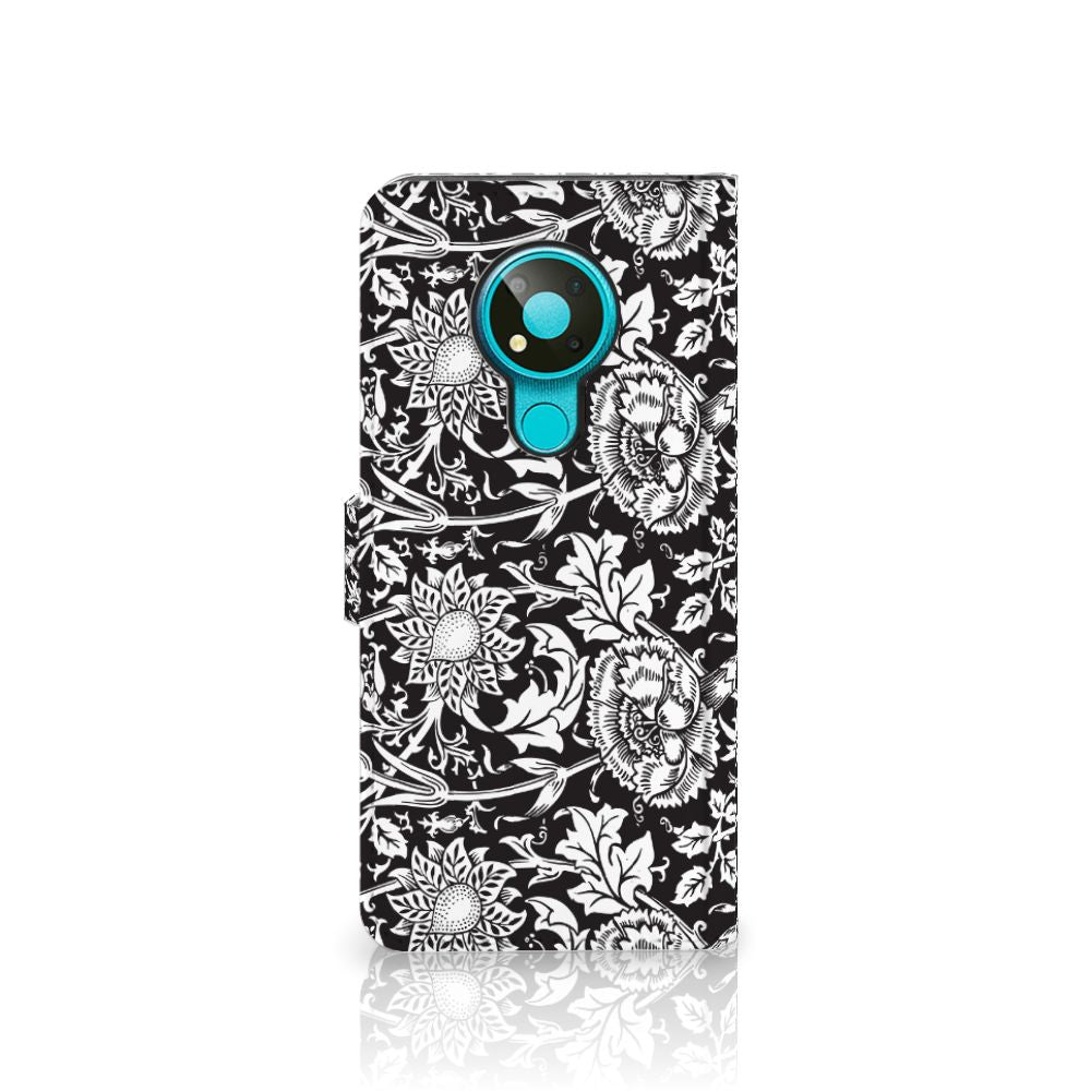 Nokia 3.4 Hoesje Black Flowers