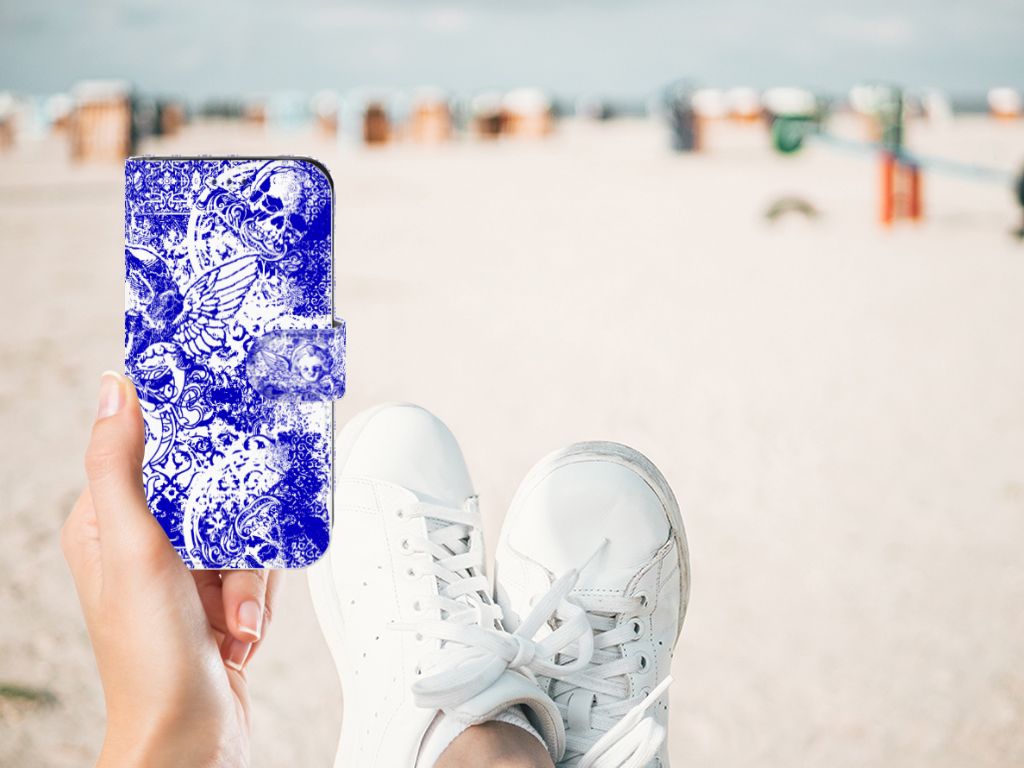 Telefoonhoesje met Naam Samsung Galaxy S10e Angel Skull Blauw