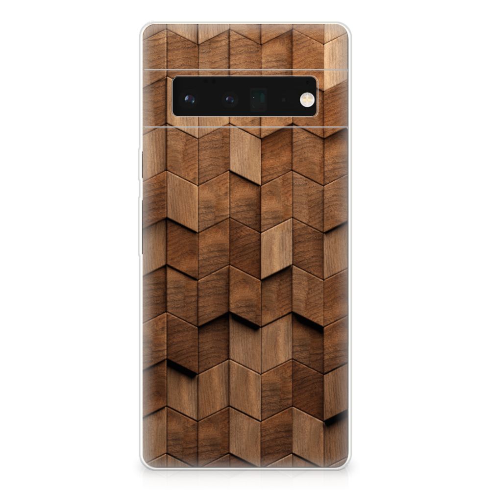 Bumper Hoesje voor Google Pixel 6 Pro Wooden Cubes