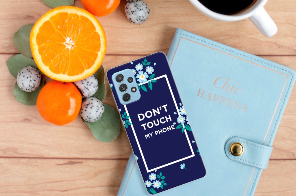 Samsung Galaxy A72 Silicone-hoesje Flowers Blue DTMP