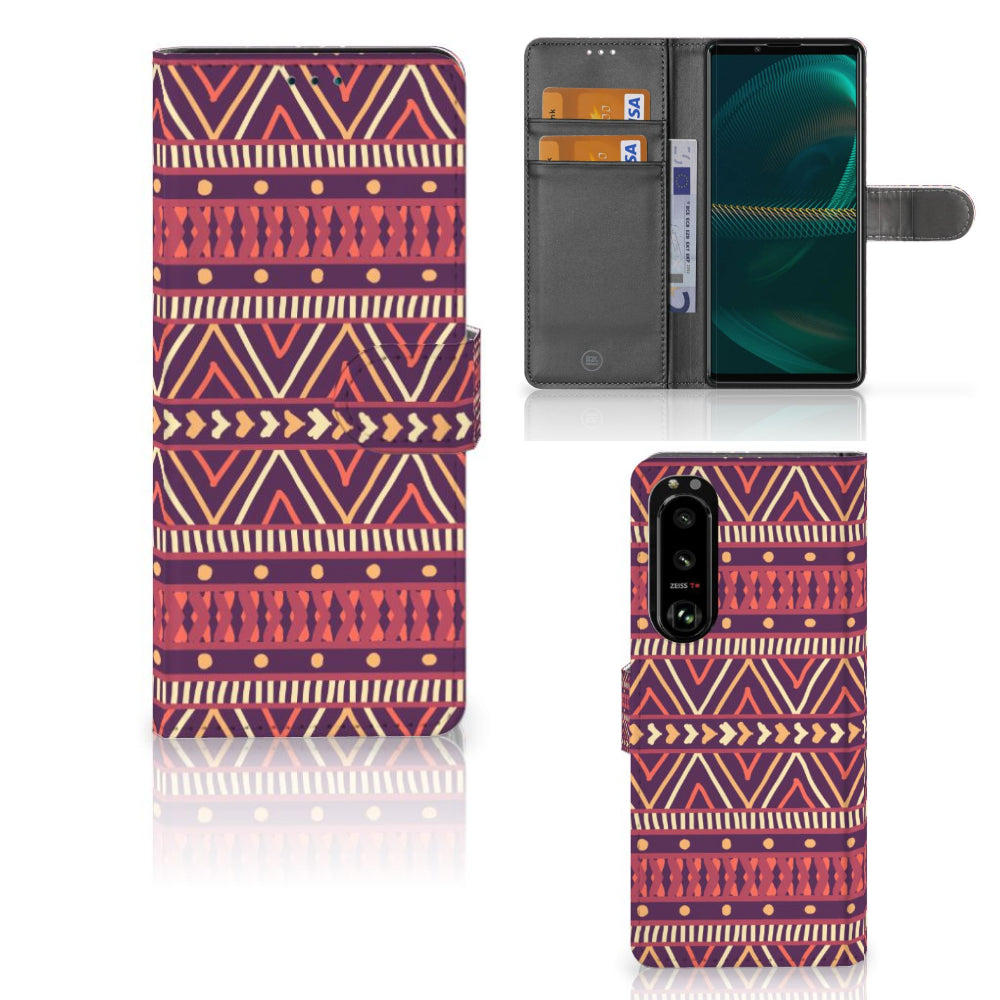 Sony Xperia 5III Telefoon Hoesje Aztec Paars