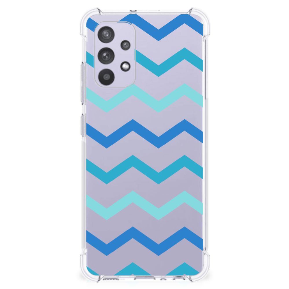 Samsung Galaxy A32 4G | A32 5G Enterprise Editie Doorzichtige Silicone Hoesje Zigzag Blauw