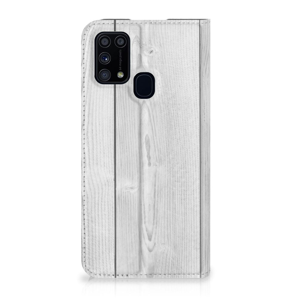 Samsung Galaxy M31 Book Wallet Case White Wood - B2C Telecom