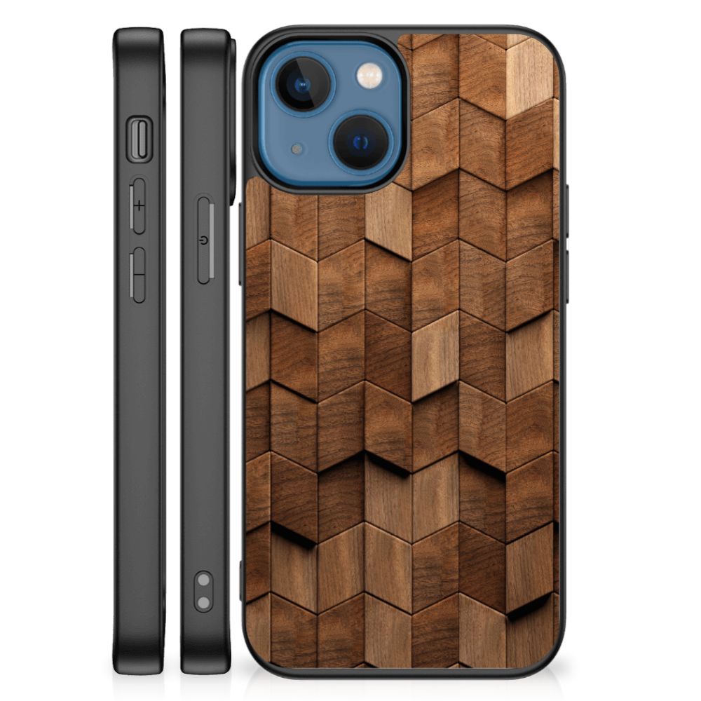 Houten Print Telefoonhoesje voor Apple iPhone 13 mini Wooden Cubes