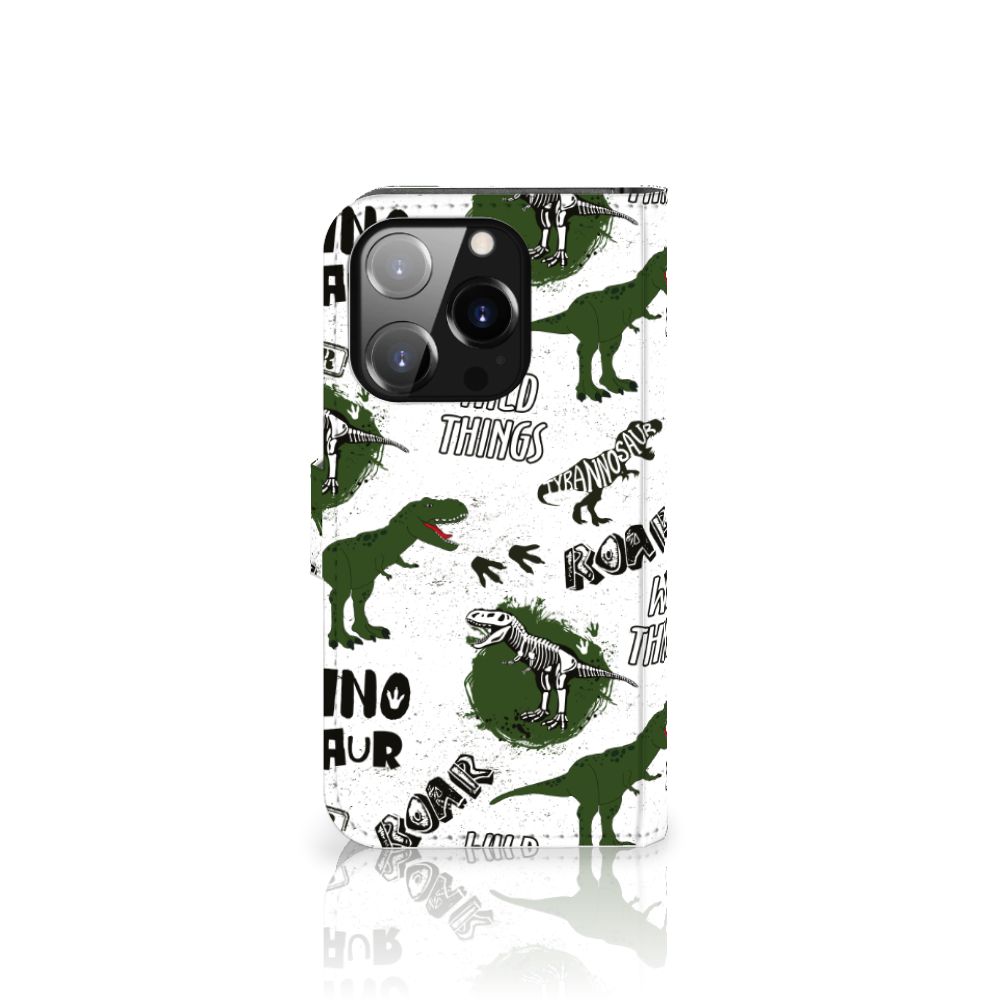 Telefoonhoesje met Pasjes voor iPhone 14 Pro Dinosaurus