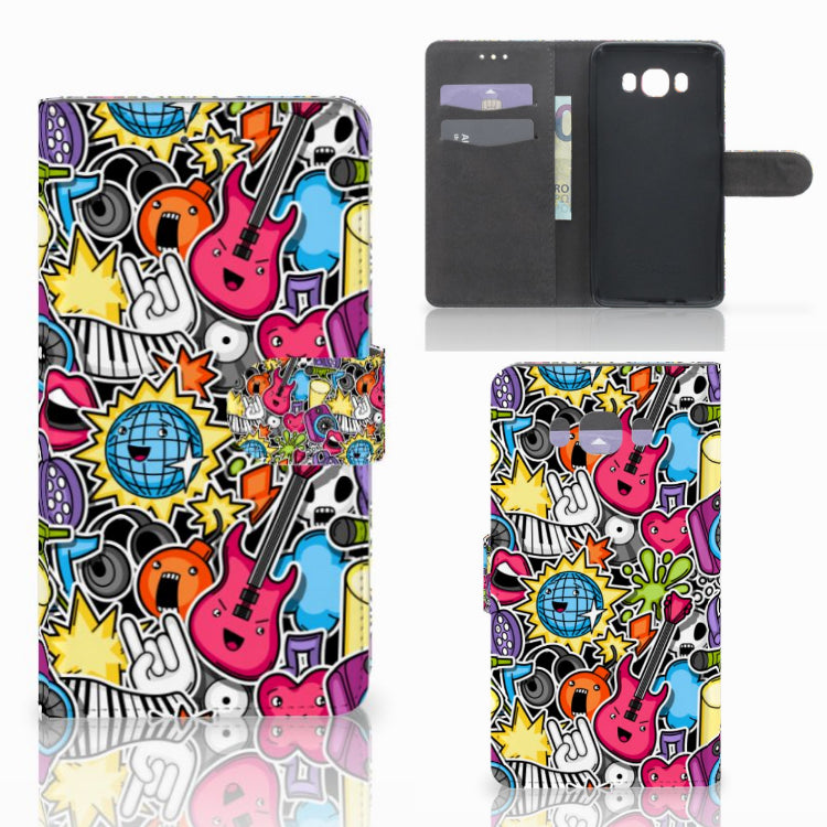 Samsung Galaxy J7 2016 Wallet Case met Pasjes Punk Rock