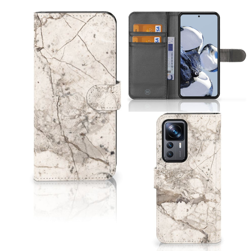 Xiaomi 12T | 12T Pro Bookcase Marmer Beige