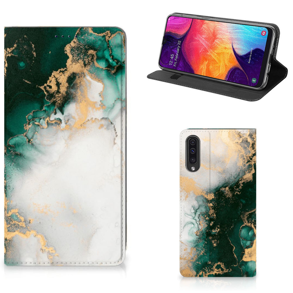 Standcase voor Samsung Galaxy A50 Marmer Groen