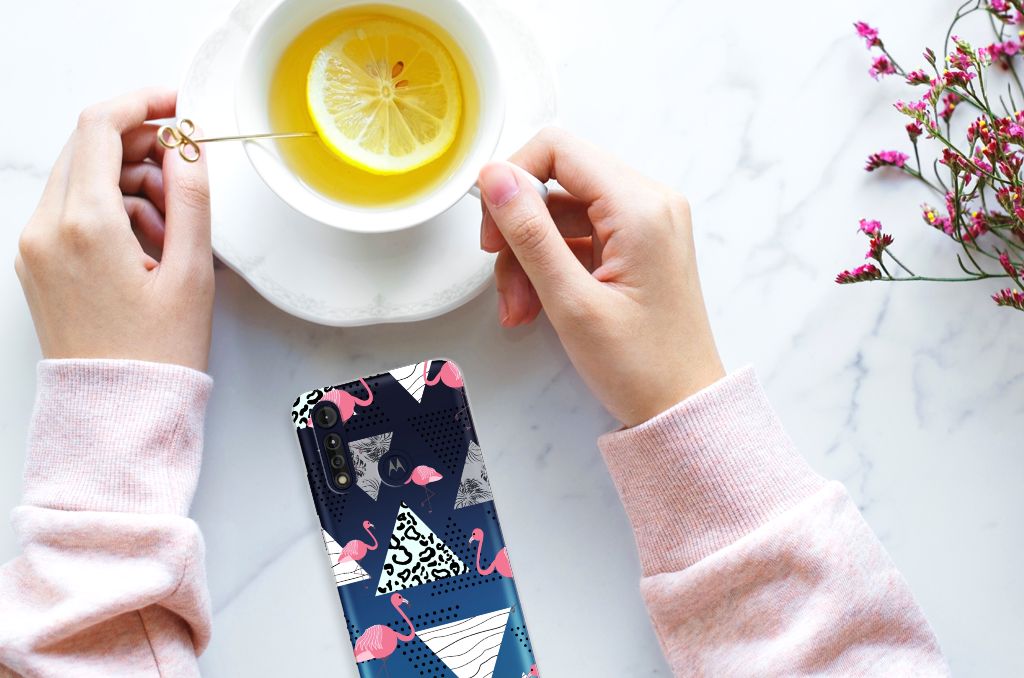 Motorola Moto G8 Power Lite TPU Hoesje Flamingo Triangle B2C Telecom