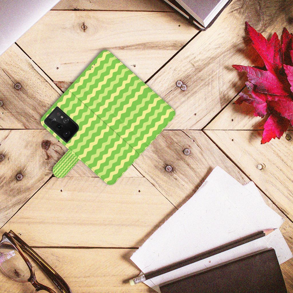 Samsung Galaxy S21 Ultra Telefoon Hoesje Waves Green