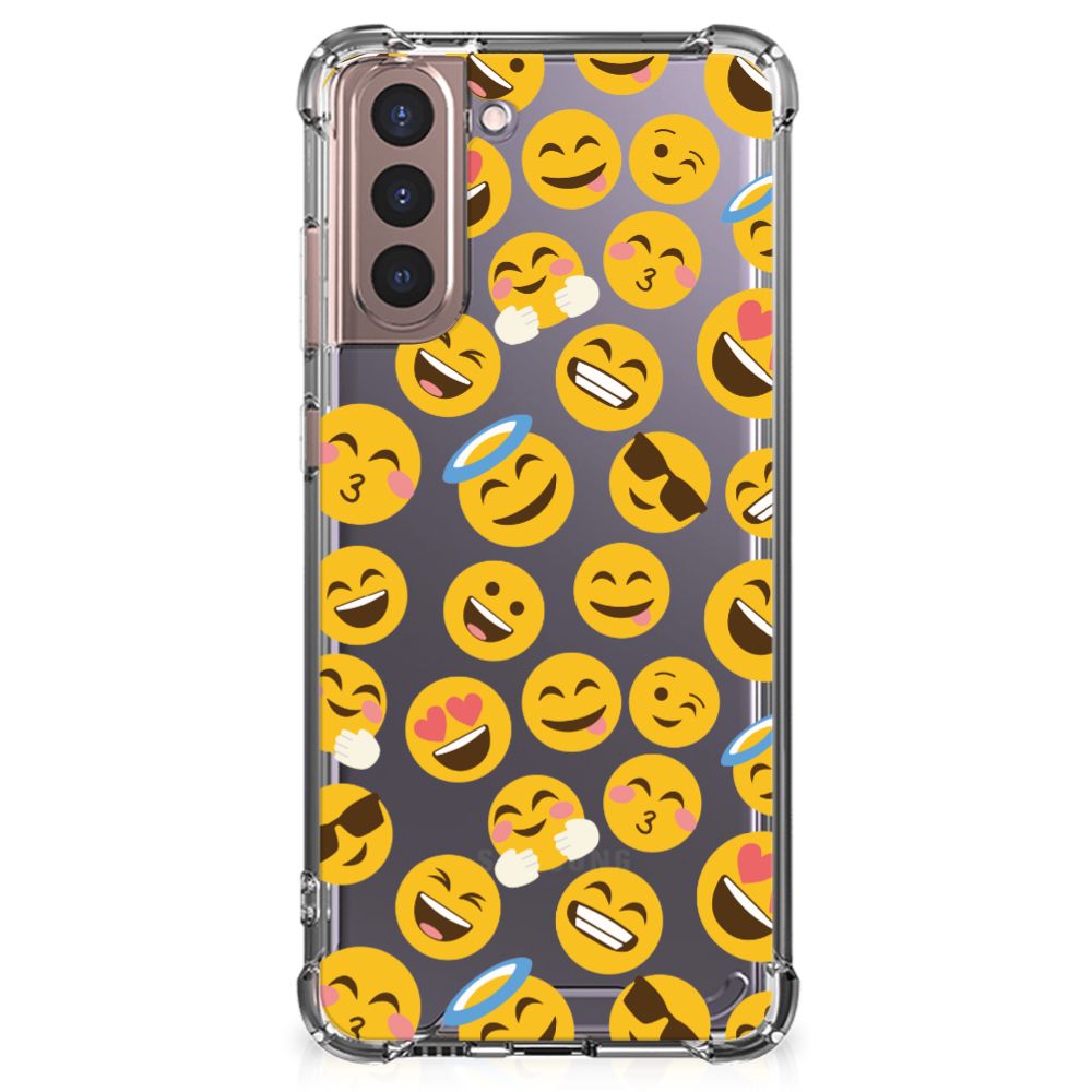 Samsung Galaxy S21 Plus Doorzichtige Silicone Hoesje Emoji B2C Telecom