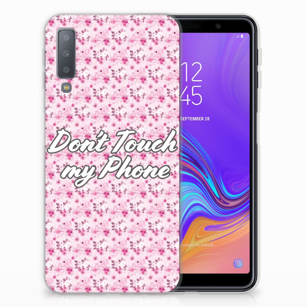 Samsung Galaxy A7 (2018) Silicone-hoesje Flowers Pink DTMP