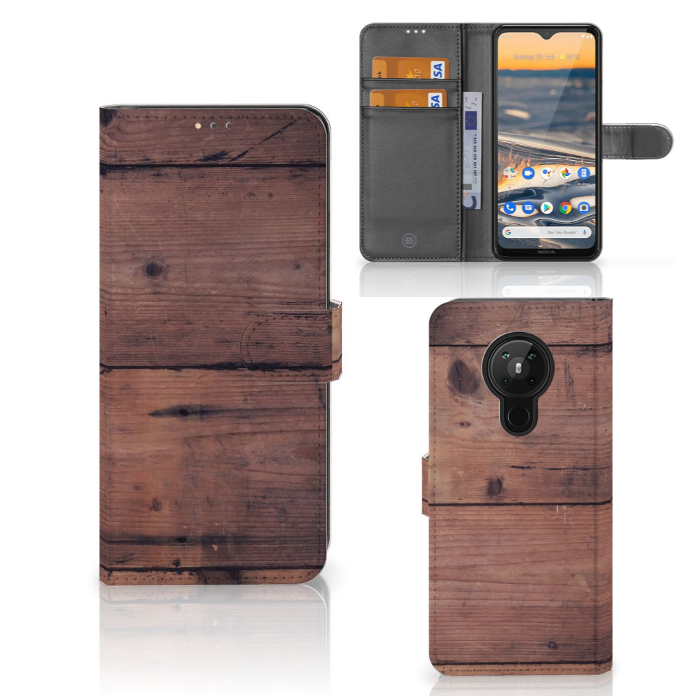 Nokia 5.3 Book Style Case Old Wood