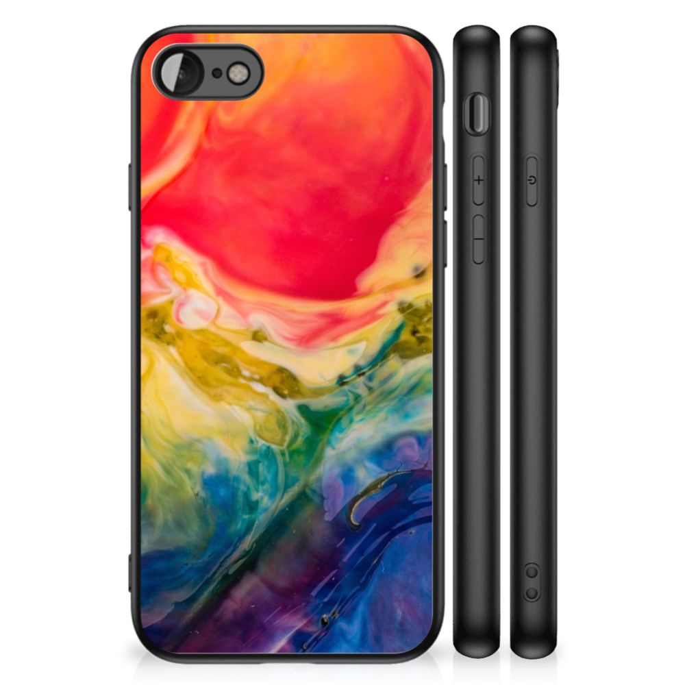 Kleurrijke Telefoonhoesje iPhone SE 2022 | SE 2020 | 7/8 Watercolor Dark - kleurrijk design en beschermend materiaal.