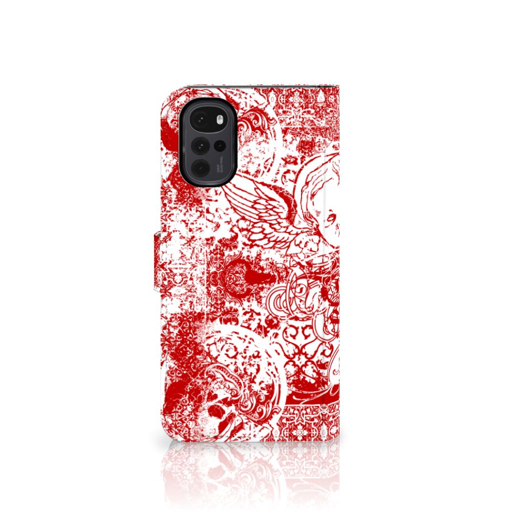 Telefoonhoesje met Naam Motorola Moto G22 Angel Skull Rood