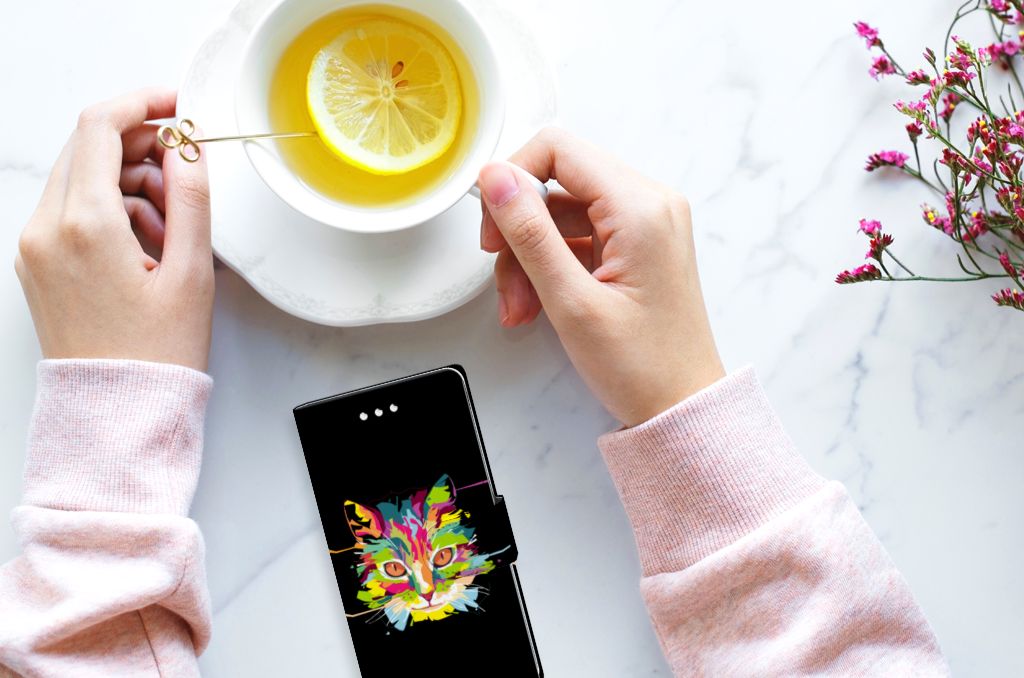 Huawei Ascend P8 Lite Leuk Hoesje Cat Color