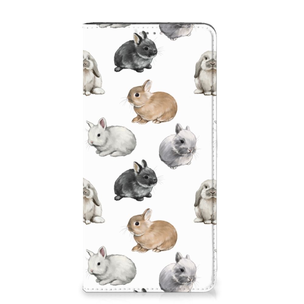 Hoesje maken voor Samsung Galaxy A14 5G Konijntjes met schattige konijnenillustraties.