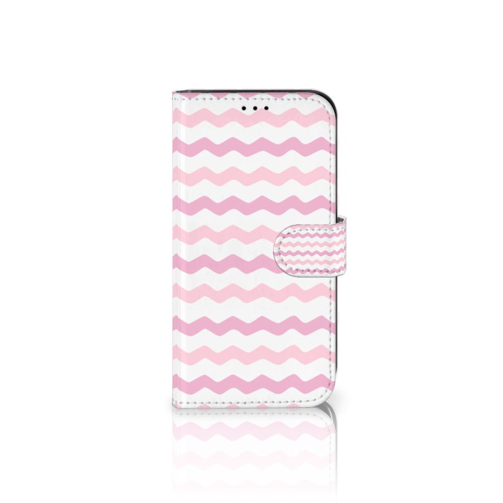 Apple iPhone 13 Telefoon Hoesje Waves Roze met een leuk ontwerp van roze golven 🌊.