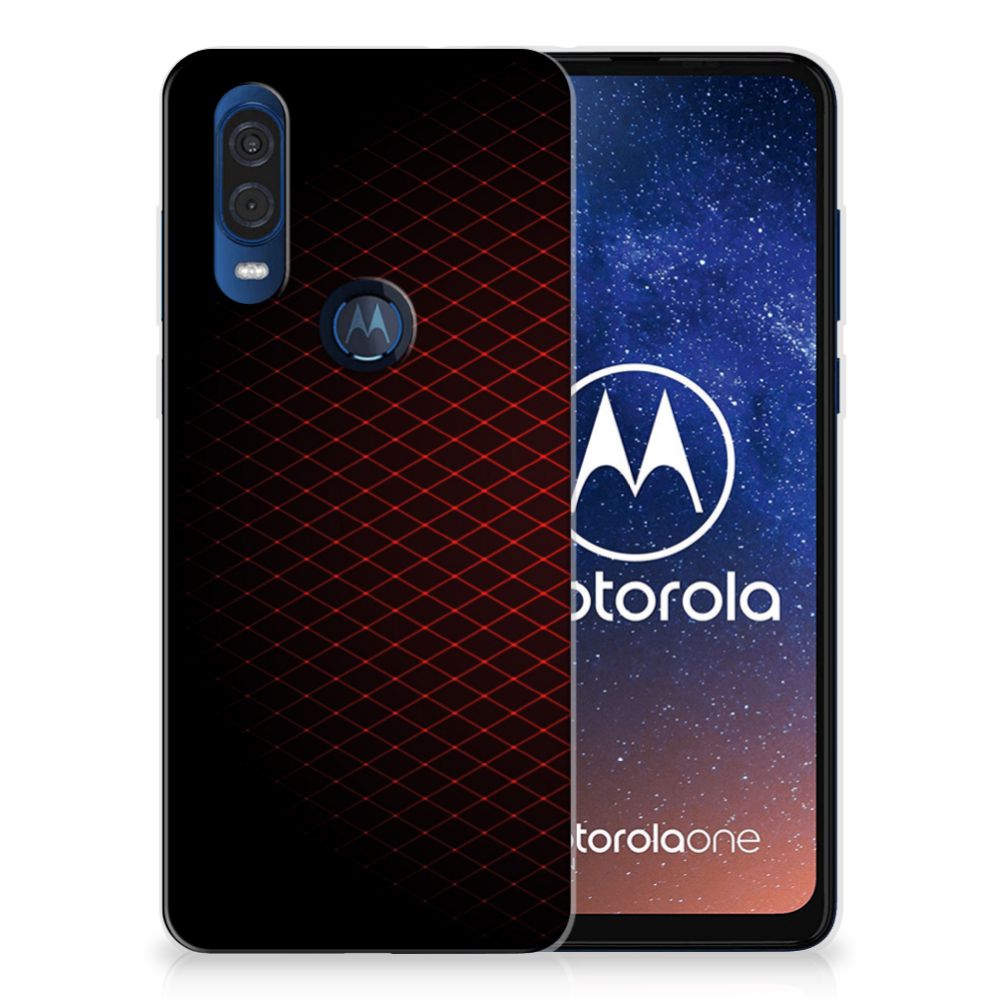 Motorola One Vision TPU bumper Geruit Rood