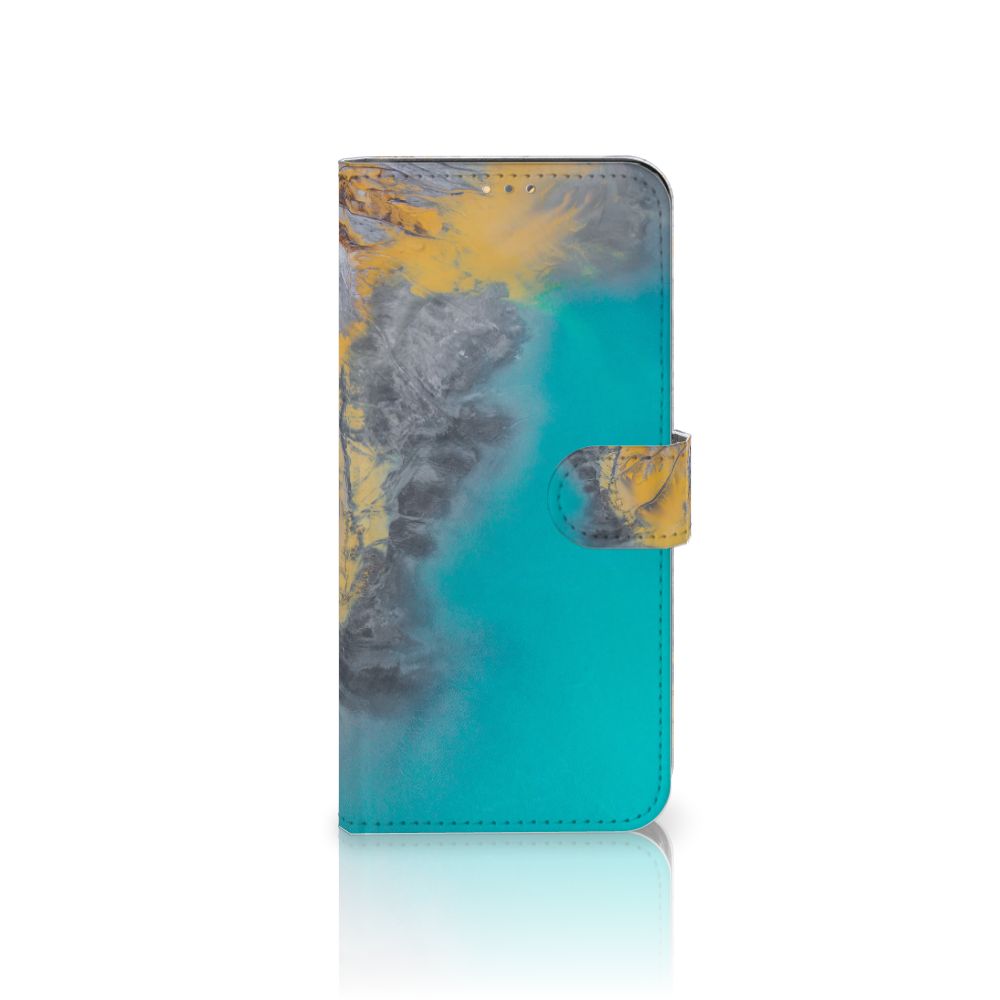 OPPO A15 Bookcase Marble Blue Gold