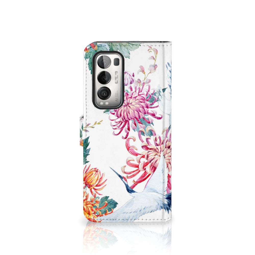 OPPO Find X3 Neo 5G Telefoonhoesje met Pasjes Bird Flowers