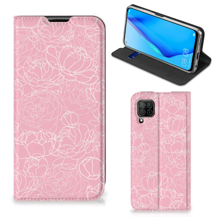 Huawei P40 Lite Smart Cover White Flowers