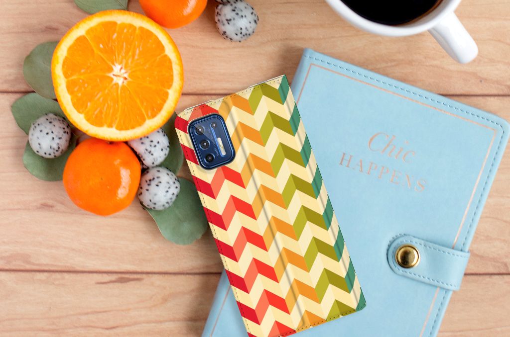 Motorola Moto G9 Plus Hoesje met Magneet Zigzag Multi Color - B2C Telecom