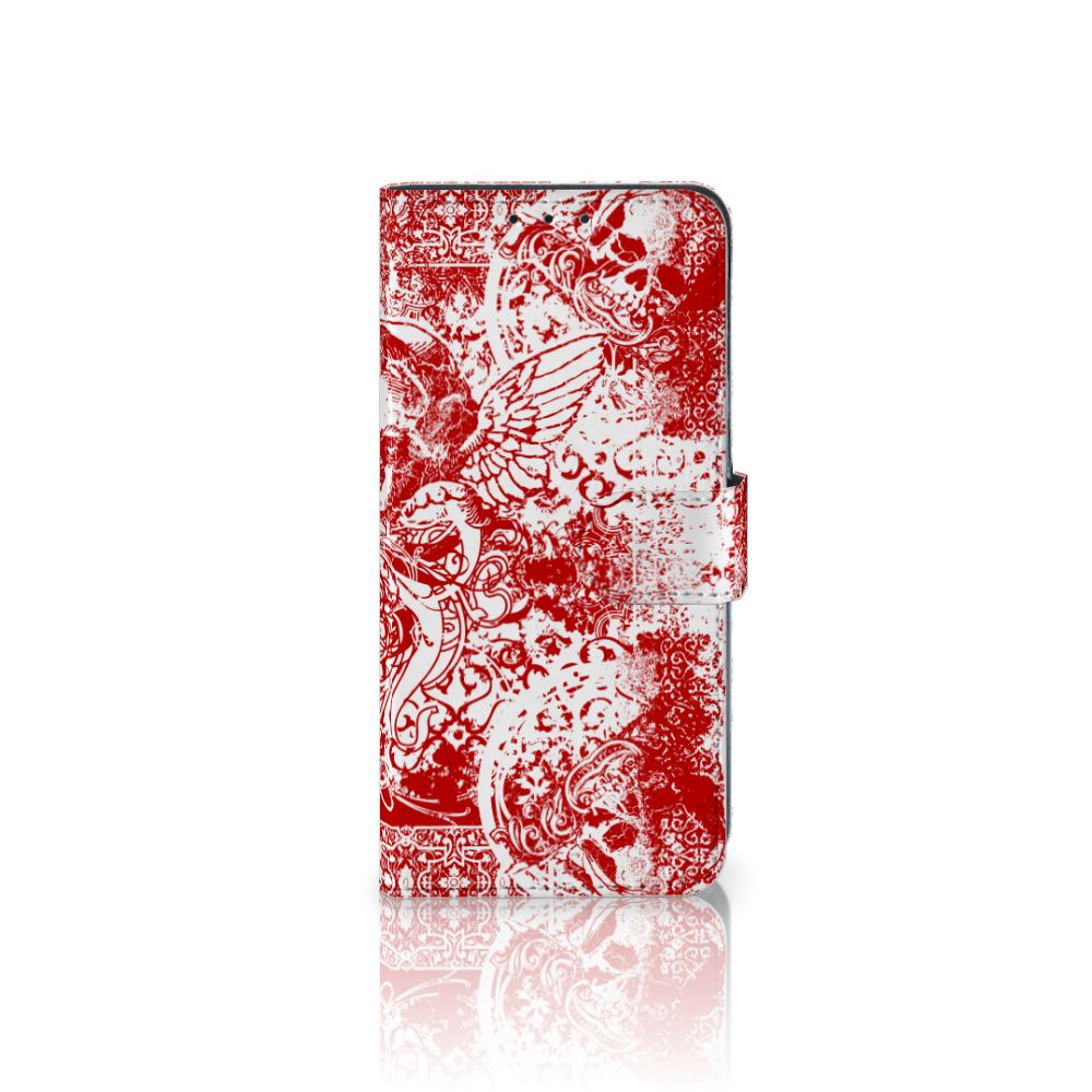 Telefoonhoesje met Naam Alcatel 1S 2020 Angel Skull Rood