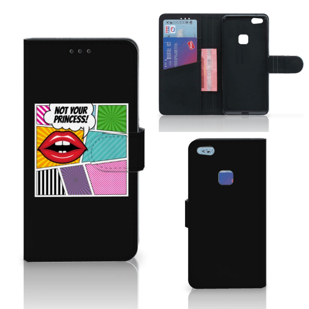 Huawei P10 Lite Wallet Case met Pasjes Popart Princess