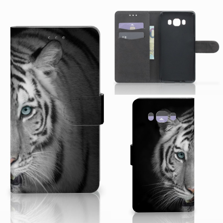 Samsung Galaxy J7 2016 Telefoonhoesje met Pasjes Tijger