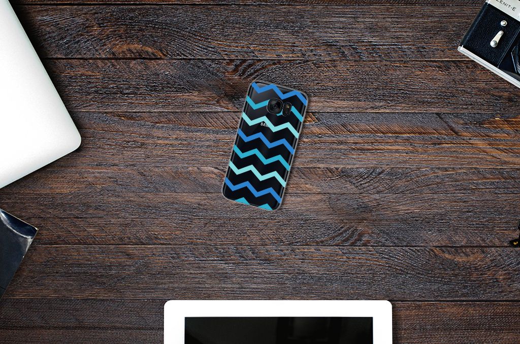 Samsung Galaxy S7 TPU bumper Zigzag Blauw