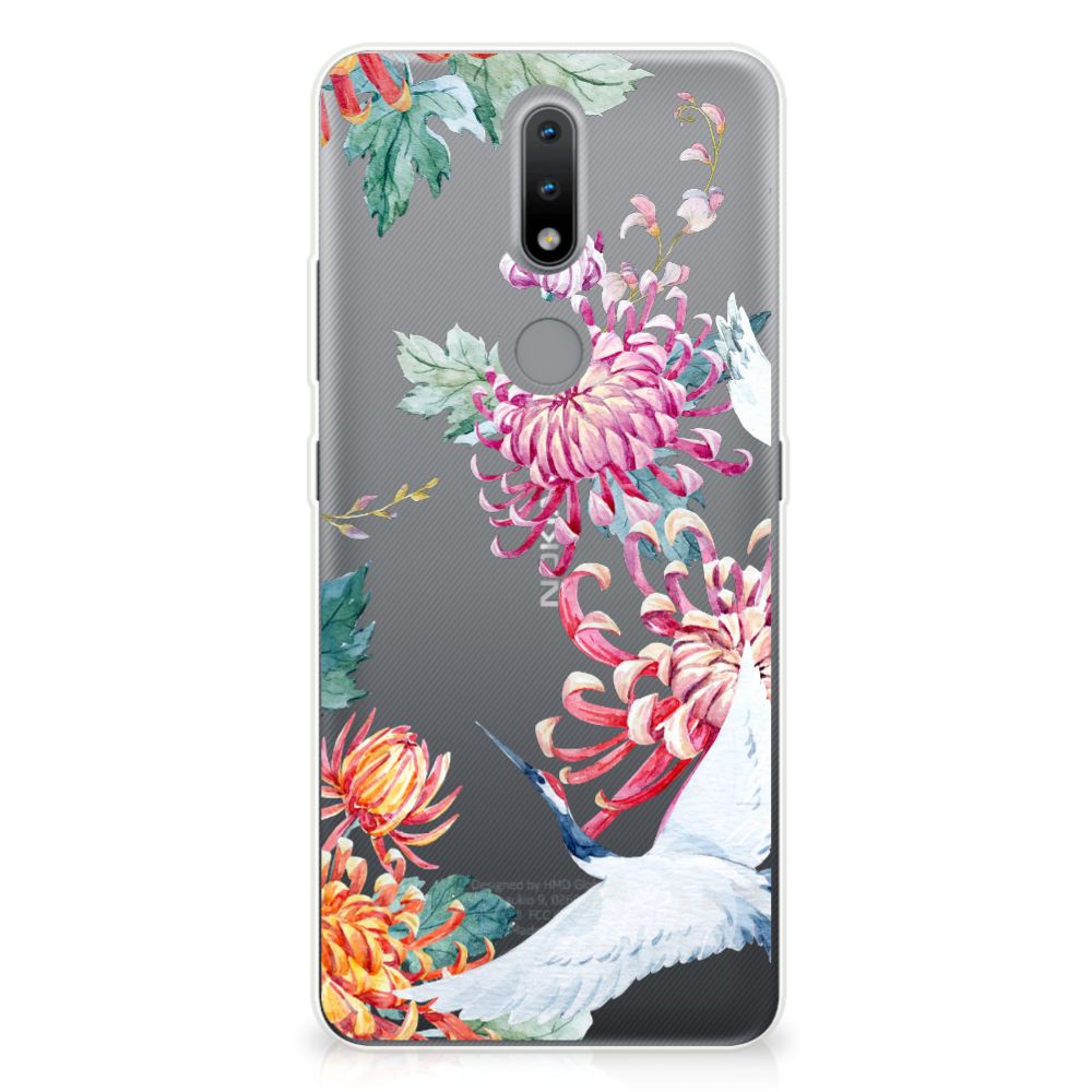 Nokia 2.4 TPU Hoesje Bird Flowers