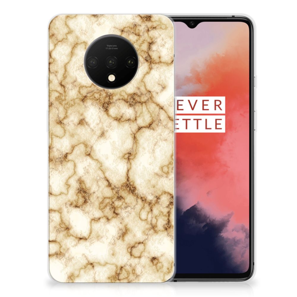 OnePlus 7T TPU Siliconen Hoesje Marmer Goud