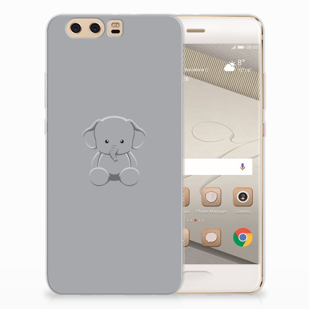 Huawei P10 Plus Telefoonhoesje met Naam Grijs Baby Olifant