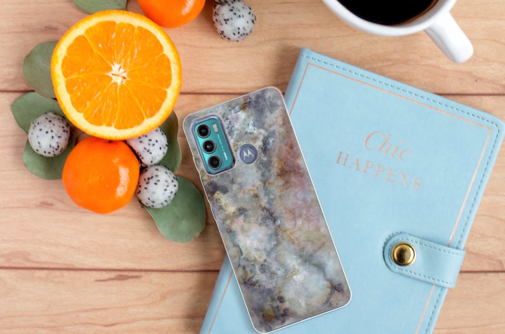 Motorola Moto G60 TPU Siliconen Hoesje Marmer Grijs B2C Telecom