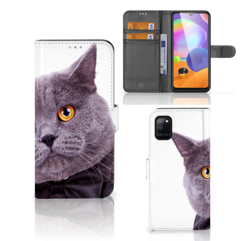 Samsung Galaxy A31 Telefoonhoesje met Pasjes Kat