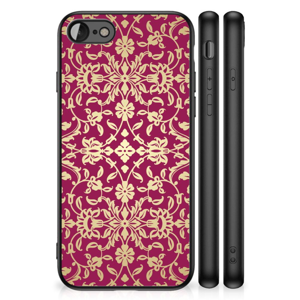 Back Cover iPhone SE 2022 | SE 2020 | 7/8 Barok Pink met prachtig barok design en TPU materiaal.