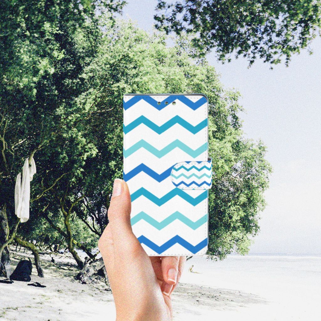 Sony Xperia XZ1 Telefoon Hoesje Zigzag Blauw