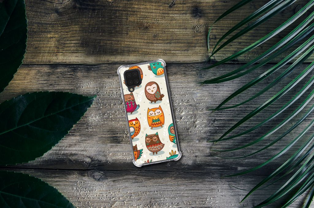 Samsung Galaxy A12 Case Anti-shock Vrolijke Uilen - B2C Telecom