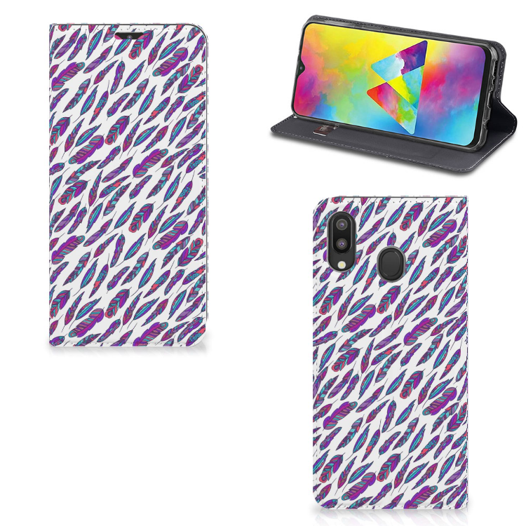 Samsung Galaxy M20 Hoesje met Magneet Feathers Color