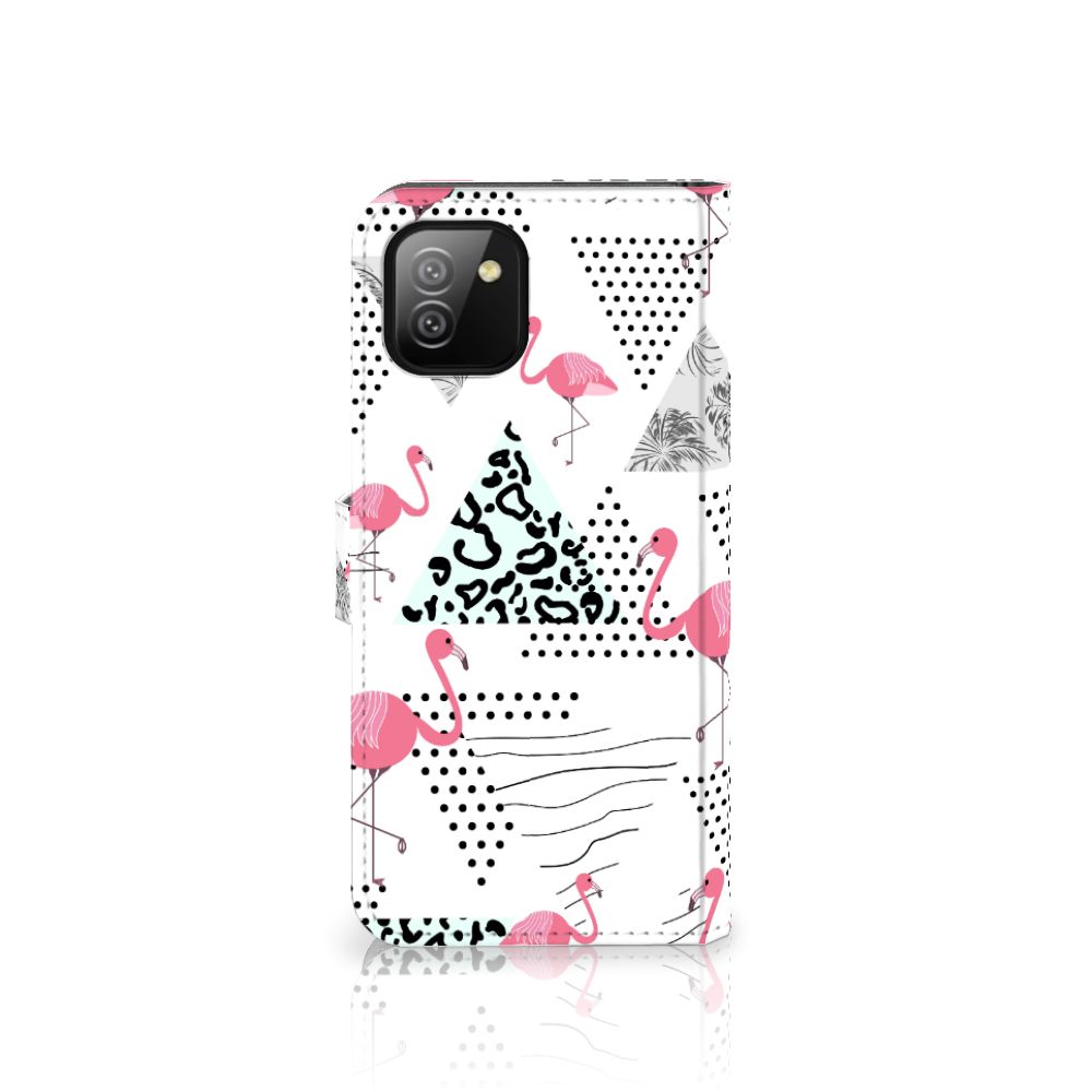 Samsung Galaxy A03 Telefoonhoesje met Pasjes Flamingo Triangle